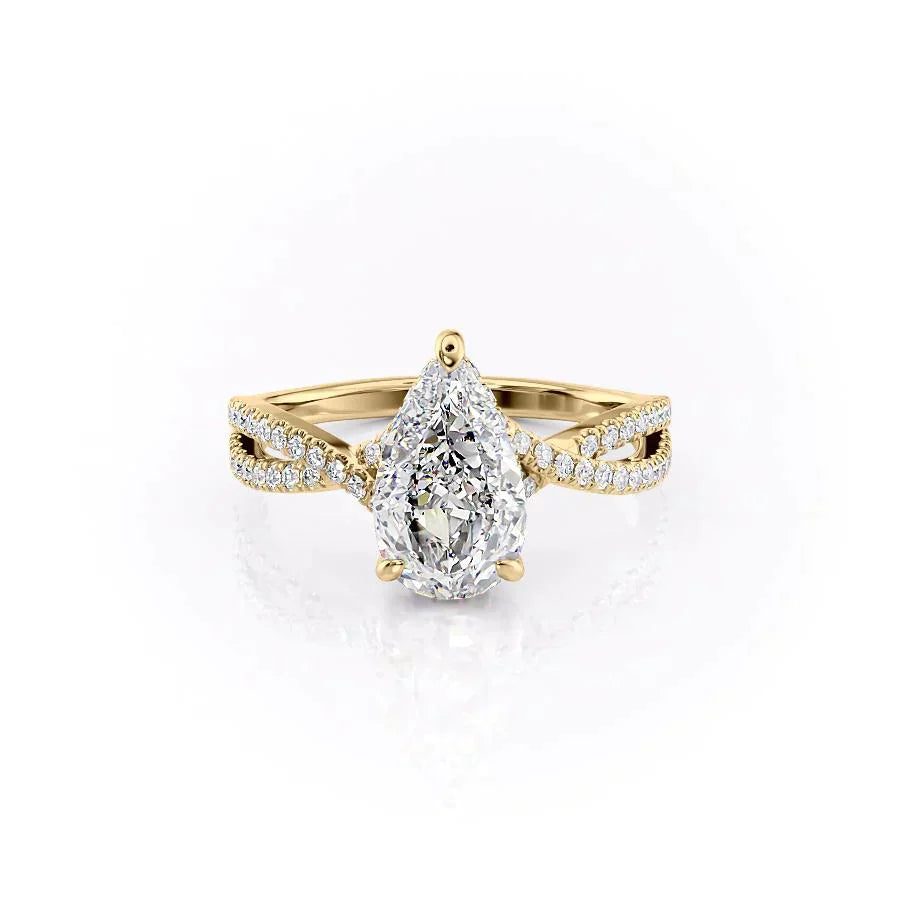 The Angelina Set With A 4 Carat Pear Moissanite