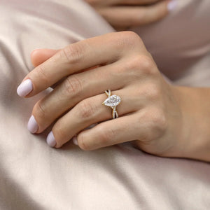 The Angelina Set With A 4.5 Carat Pear Moissanite