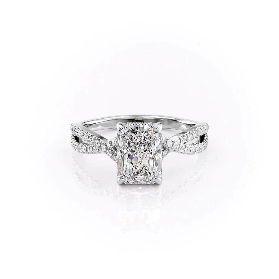 The Angelina Set With A 4.5 Carat Radiant Moissanite