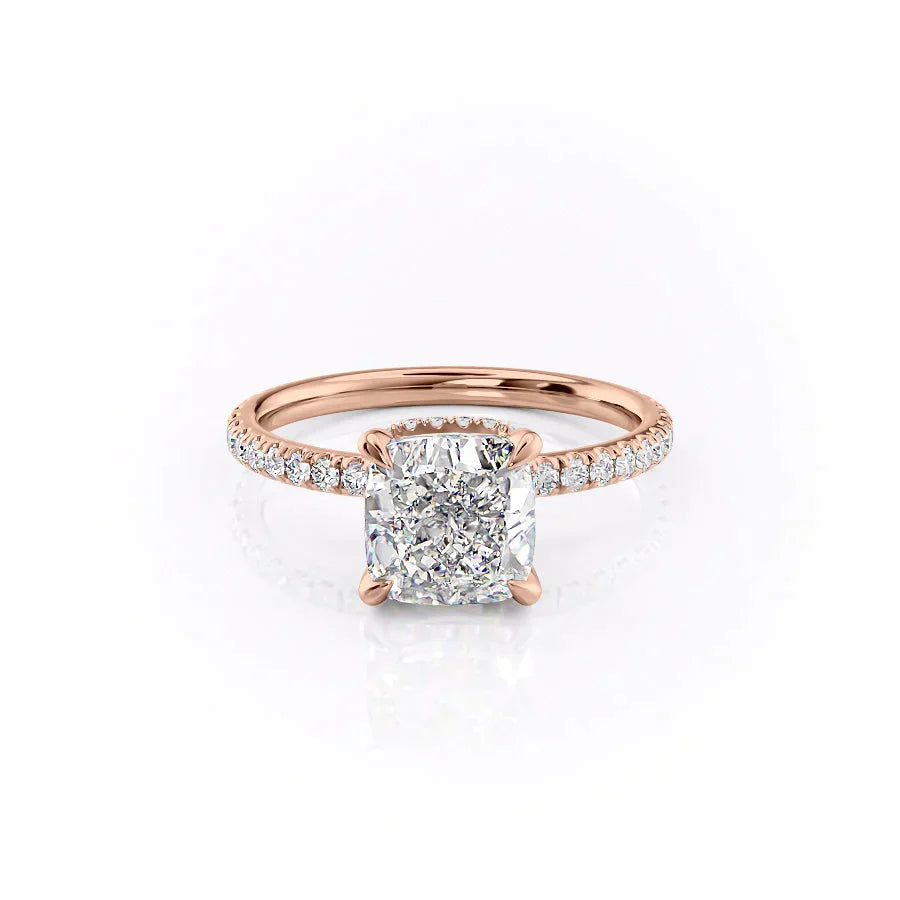 The Pave Alex Set With A 2.5 Carat Cushion Moissanite