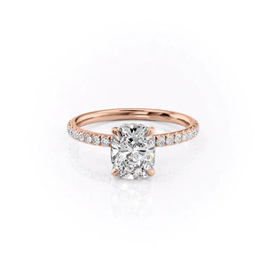 The Pave Alex Set With A 1.5 Carat Elongated Cushion Lab Diamond
