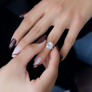 The Alex Set With A 3.5 Carat Elongated Cushion Moissanite