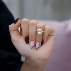 The Alex Set With A 3.5 Carat Elongated Cushion Moissanite
