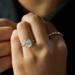 The Pave Alex Set With A Elongated Cushion Moissanite