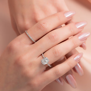 The Pave Alex Set With A 2 Carat Elongated Cushion Lab Diamond