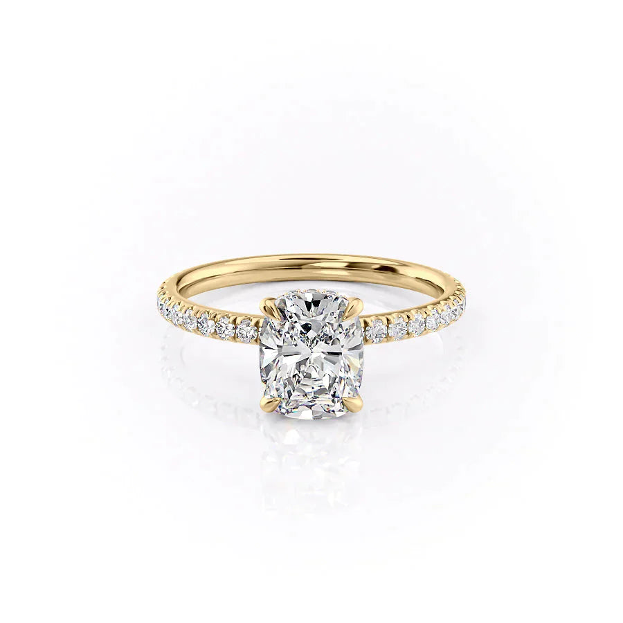 The Pave Alex Set With A 3.5 Carat Elongated Cushion Moissanite