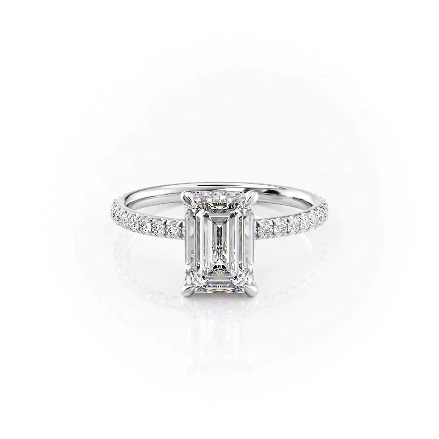 The Pave Alex Set With A 1.5 Carat Emerald Lab Diamond