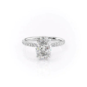 The Pave Alex Set With A 2.5 Carat Oval Moissanite
