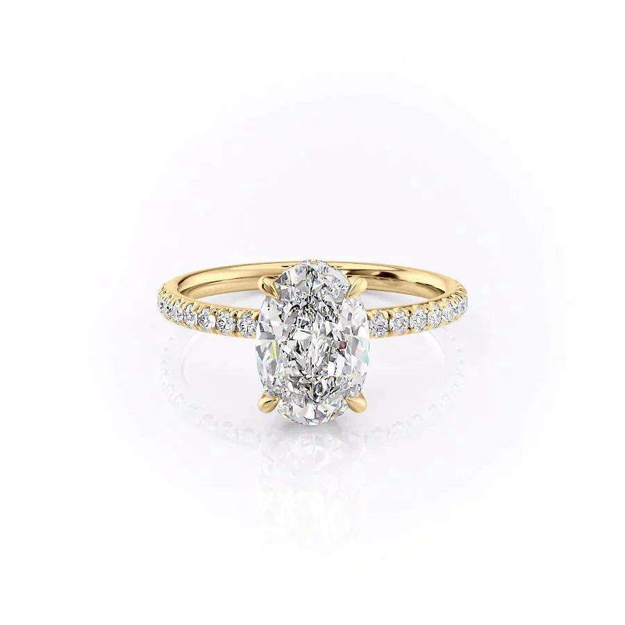The Pave Alex Set With A 1.5 Carat Oval Moissanite