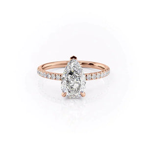 The Pave Alex Set With A 1.5 Carat Pear Lab Diamond