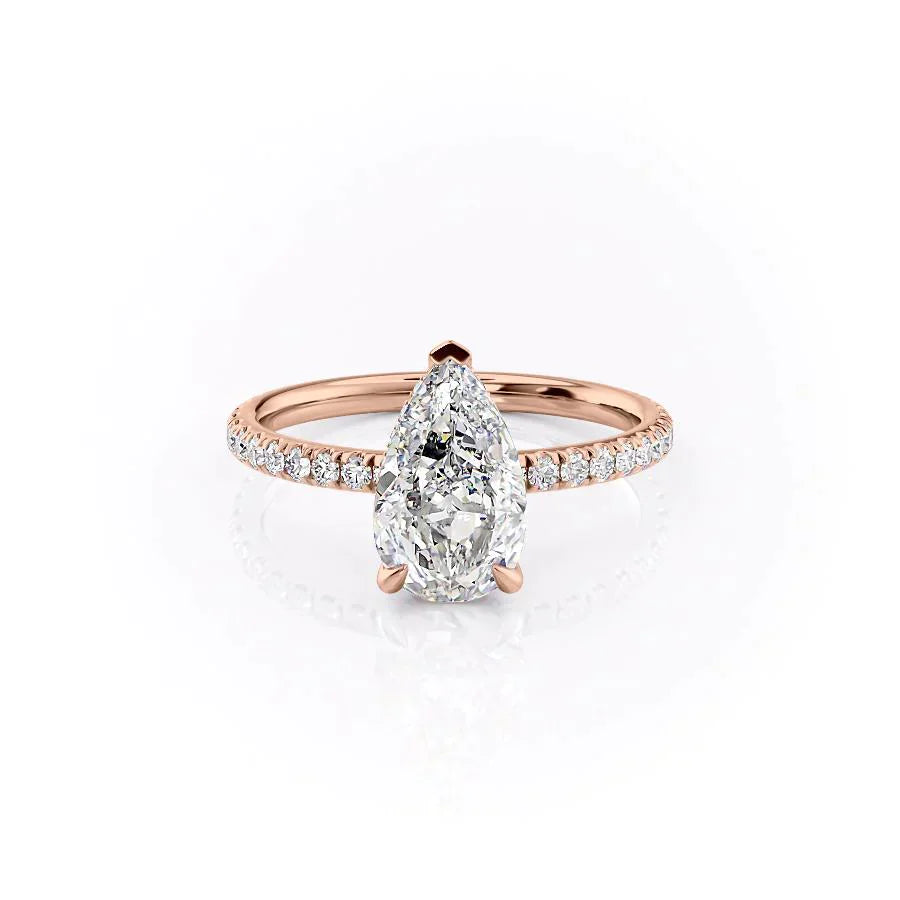 The Pave Alex Set With A 2.5 Carat Pear Lab Diamond