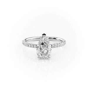 The Pave Alex Set With A 1 Carat Pear Lab Diamond