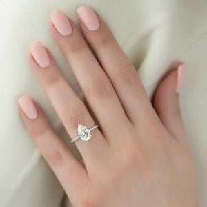 The Pave Alex Set With A Pear Moissanite