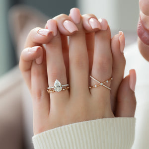 The Pave Alex Set With A Pear Moissanite