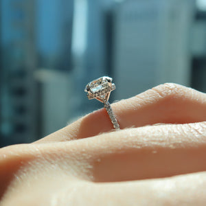 The Pave Alex Set With A 3 Carat Round Lab Diamond