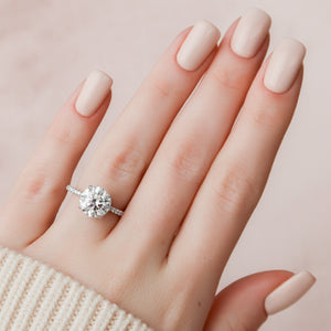The Pave Alex Set With A 3 Carat Round Lab Diamond