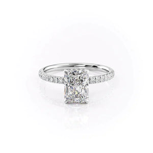 The Pave Alex Set With A 1.5 Carat Radiant Moissanite