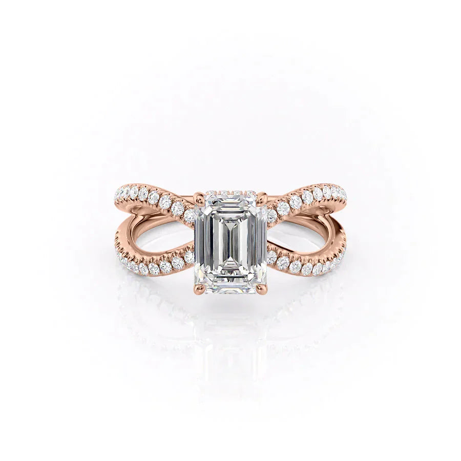 The Zoey Set With A 4 Carat Emerald Moissanite