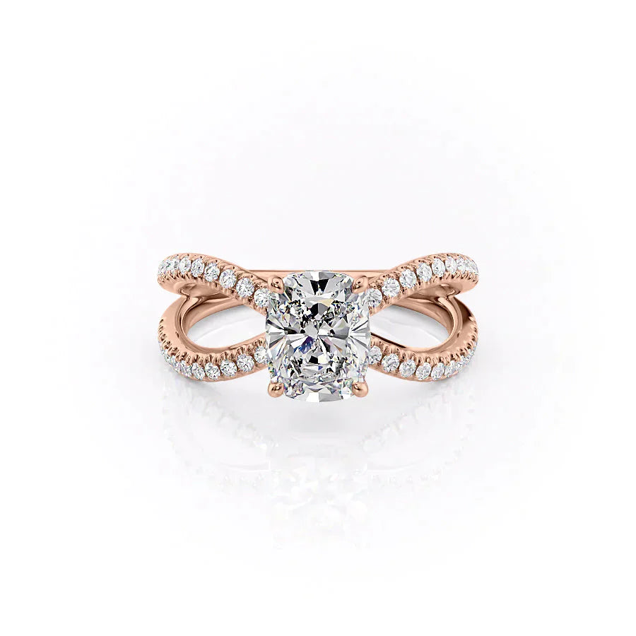 The Zoey Set With A 1 Carat Elongated Cushion Moissanite