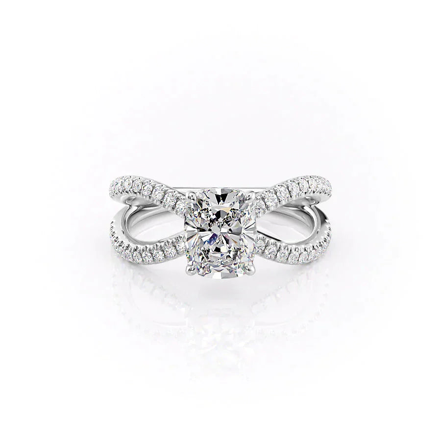 The Zoey Set With A 5 Carat Elongated Cushion Moissanite