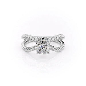 The Zoey Set With A 3 Carat Elongated Cushion Lab Diamond