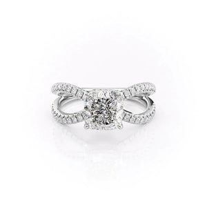 The Zoey Set With A 1.5 Carat Cushion Moissanite