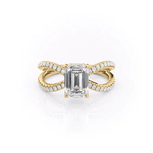 The Zoey Set With A 4.5 Carat Emerald Moissanite
