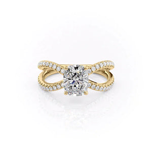 The Zoey Set With A 3 Carat Elongated Cushion Moissanite