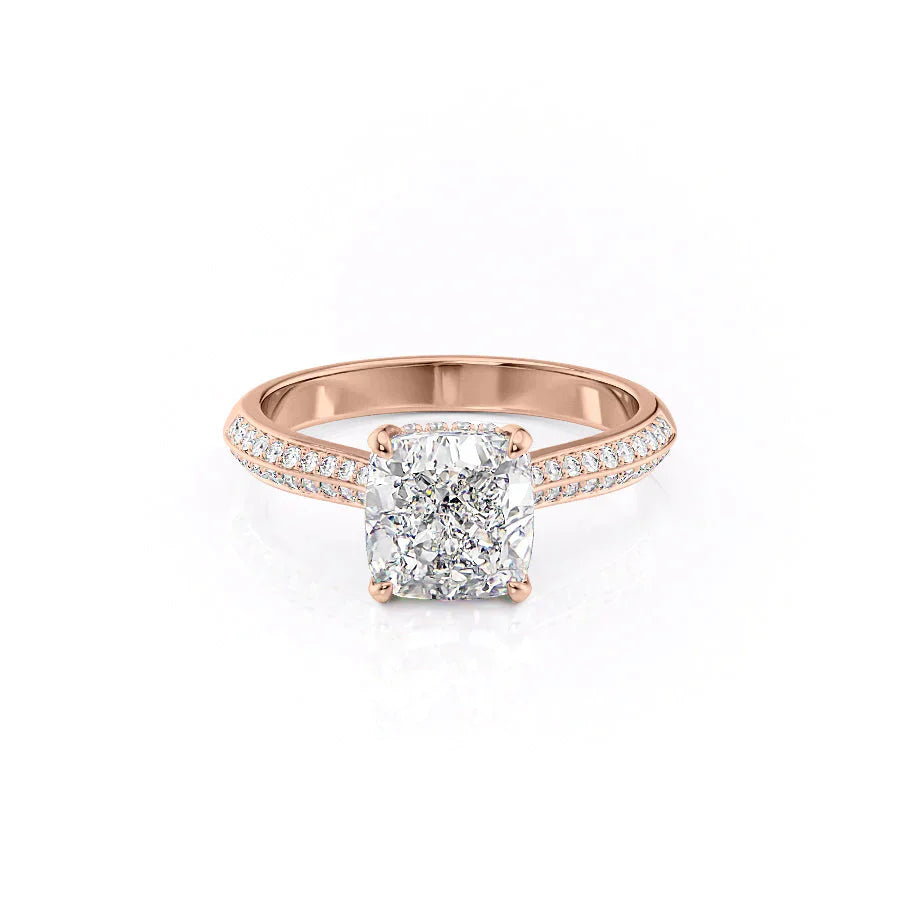 The Kayla Set With A 2.5 Carat Cushion Lab Diamond