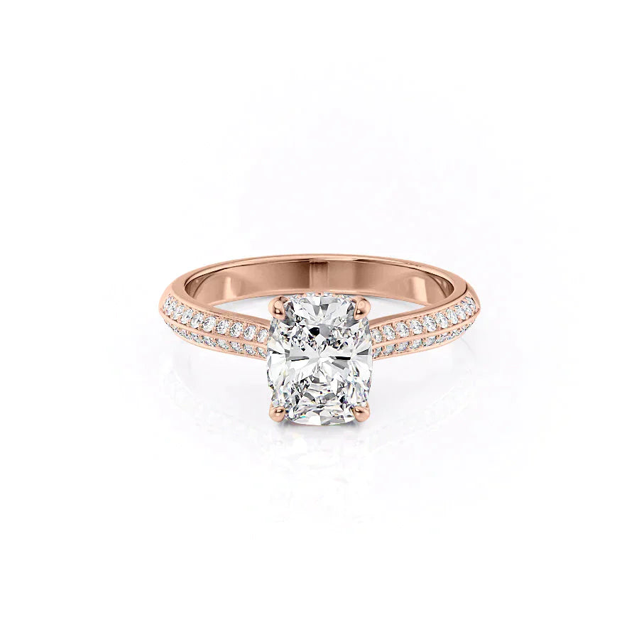 The Kayla Set With A 1 Carat Elongated Cushion Lab Diamond