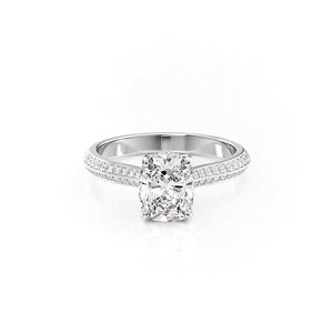 The Kayla Set With A 2.5 Carat Elongated Cushion Lab Diamond