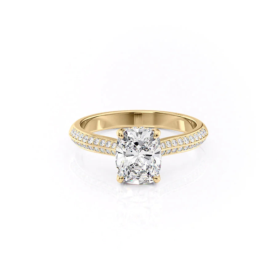 The Kayla Set With A 1 Carat Elongated Cushion Moissanite