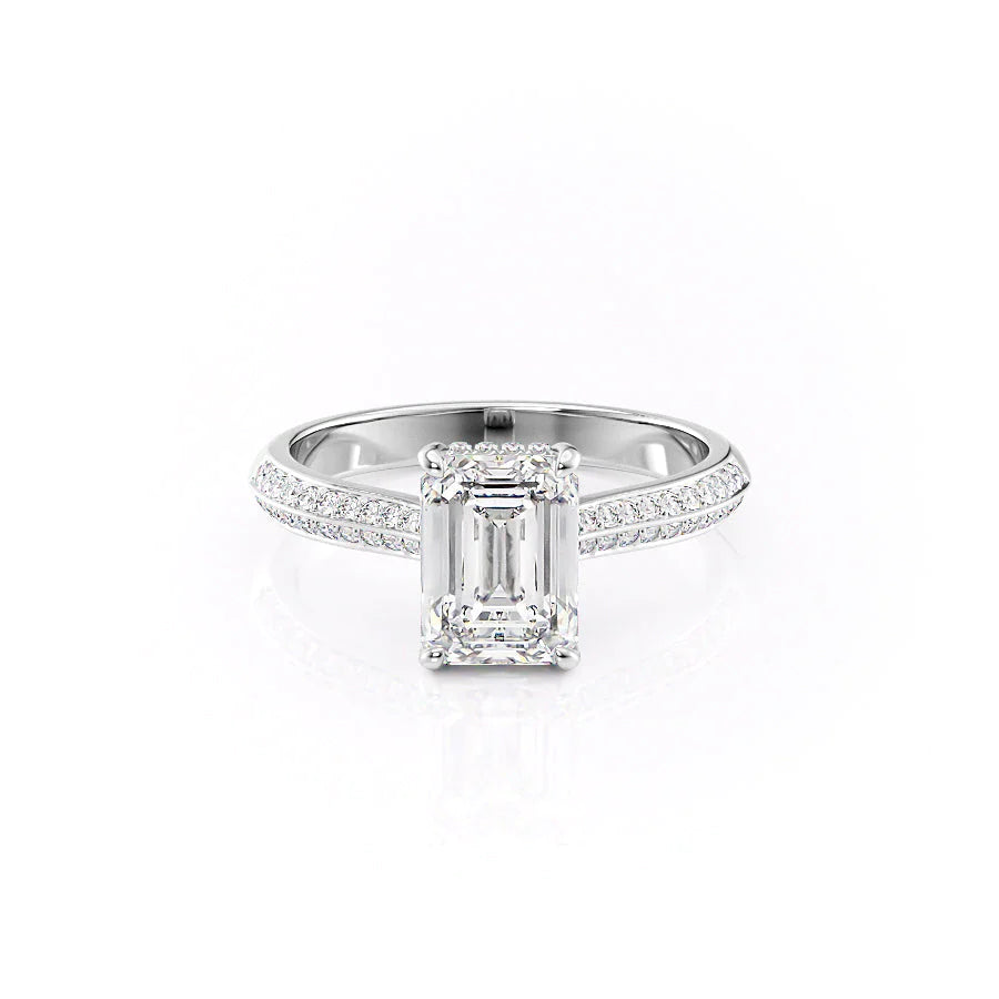 The Kayla Set With A 1 Carat Emerald Moissanite