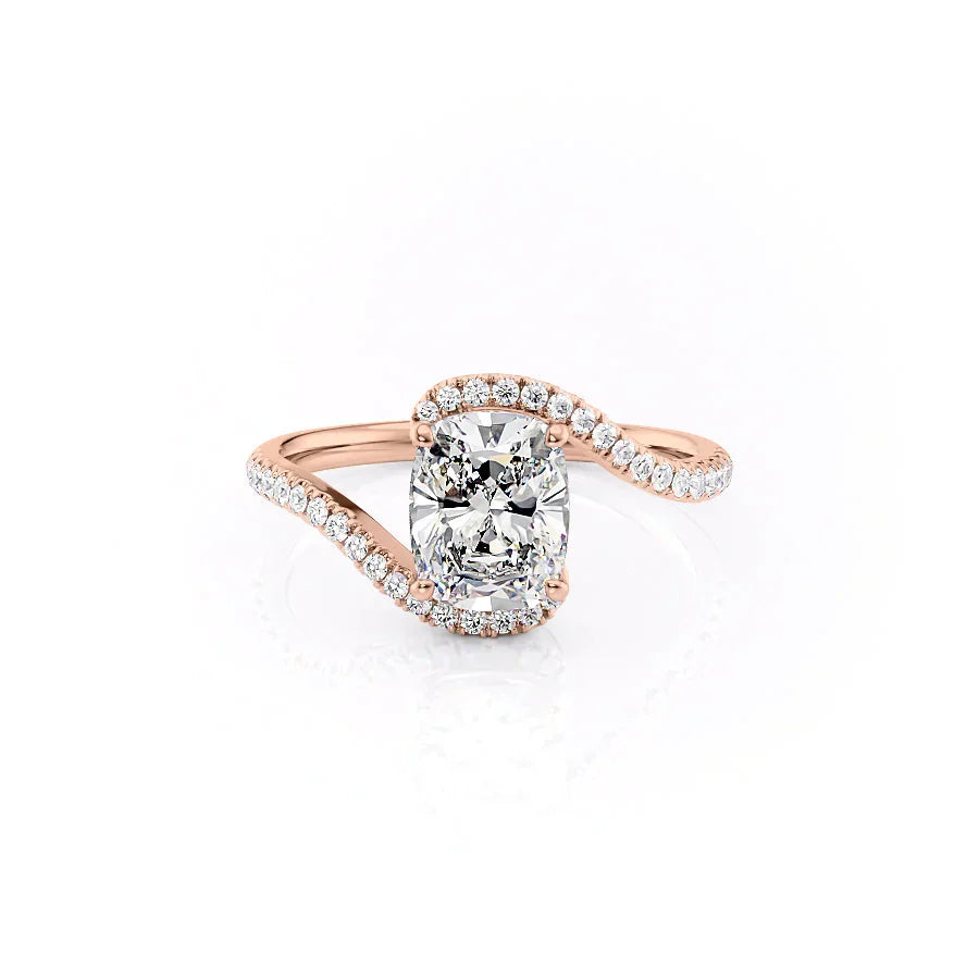 The Pave Skyler Set With A 1.5 Carat Elongated Cushion Moissanite