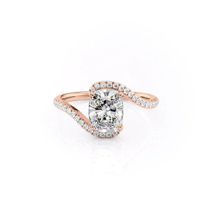 The Pave Skyler Set With A 1.5 Carat Elongated Cushion Moissanite