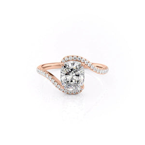 The Pave Skyler Set With A 1 Carat Elongated Cushion Moissanite