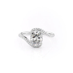 The Pave Skyler Set With A 2.5 Carat Elongated Cushion Moissanite