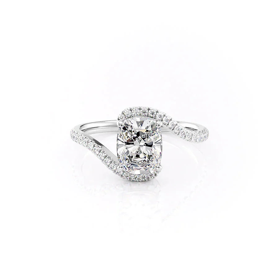 The Pave Skyler Set With A 3.5 Carat Elongated Cushion Moissanite