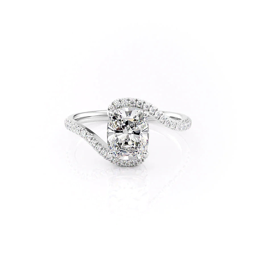 The Pave Skyler Set With A 1 Carat Elongated Cushion Moissanite