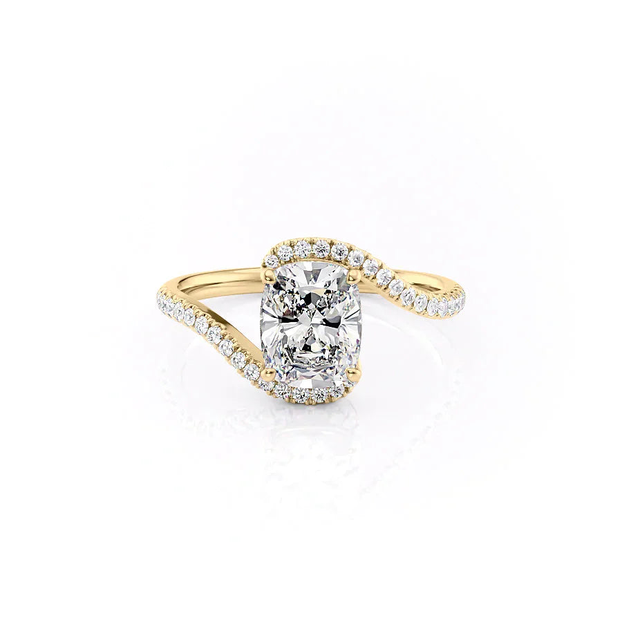 The Pave Skyler Set With A 1.5 Carat Elongated Cushion Moissanite