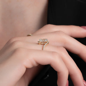 The Pave Skyler Set With A 4.5 Carat Elongated Cushion Moissanite