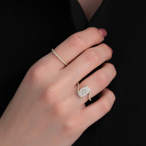 The Pave Skyler Set With A 4.5 Carat Elongated Cushion Moissanite