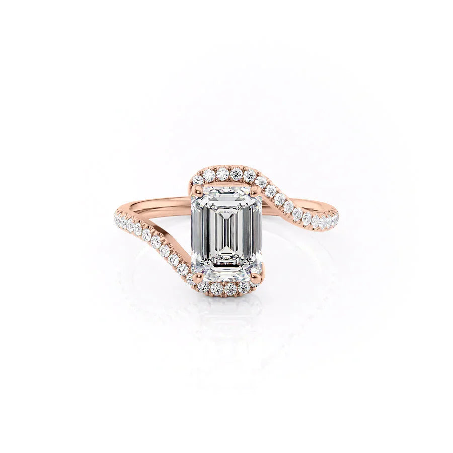 The Pave Skyler Set With A 1.5 Carat Emerald Moissanite