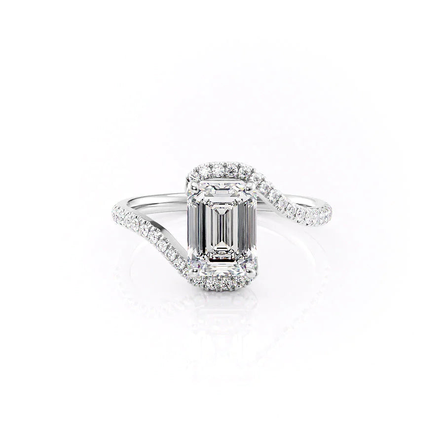 The Pave Skyler Set With A 1 Carat Emerald Moissanite