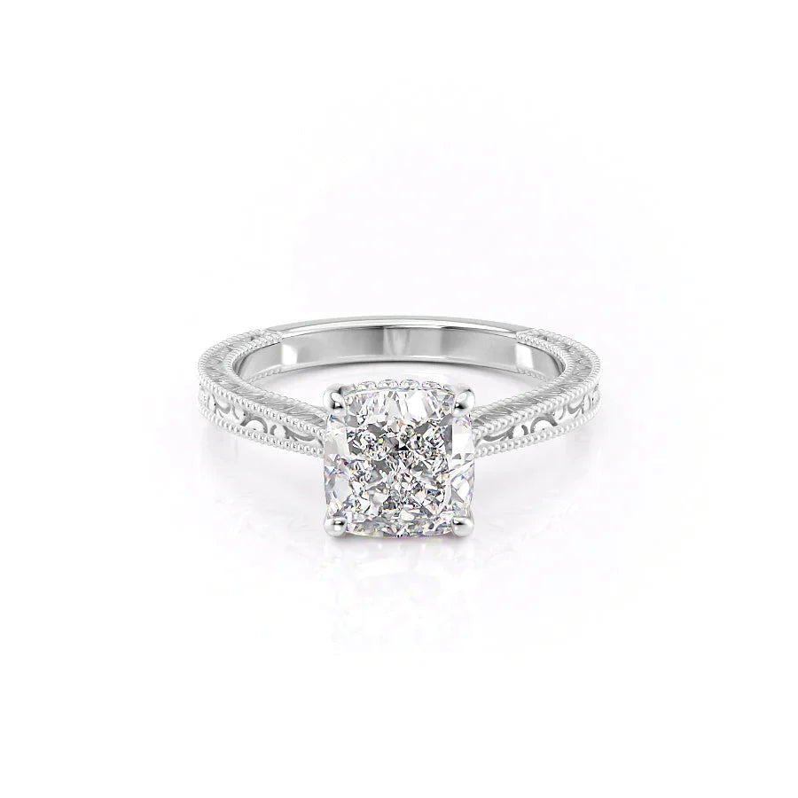 The Elizabeth Set With A 1 Carat Cushion Moissanite