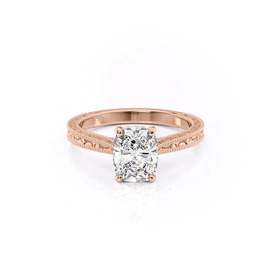 The Elizabeth Set With A 1 Carat Elongated Cushion Lab Diamond