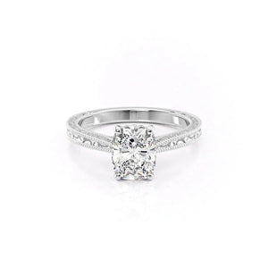 The Elizabeth Set With A 2.5 Carat Elongated Cushion Lab Diamond