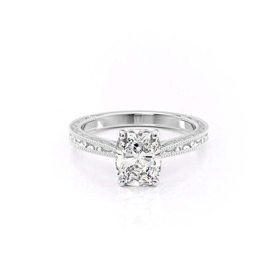 The Elizabeth Set With A 1.5 Carat Elongated Cushion Lab Diamond