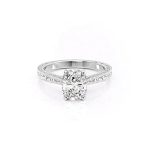 The Elizabeth Set With A 1 Carat Elongated Cushion Moissanite