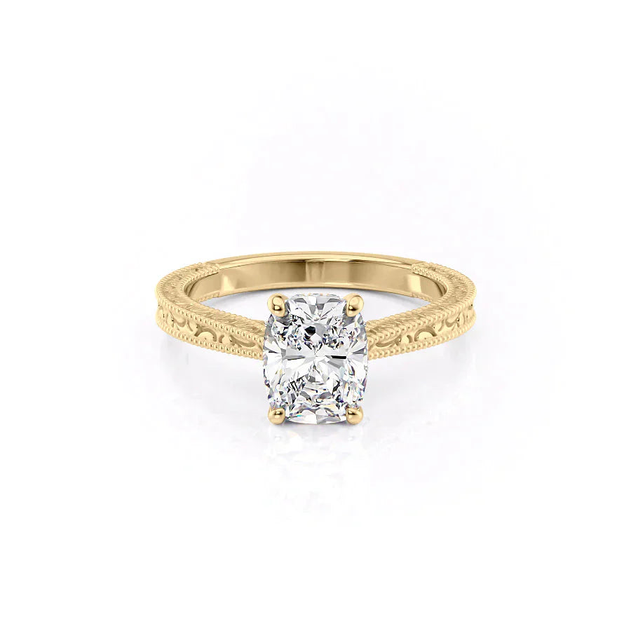 The Elizabeth Set With A 1 Carat Elongated Cushion Lab Diamond